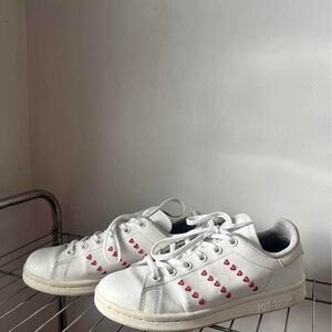 Adidas Kids White Sneakers with Red Accents